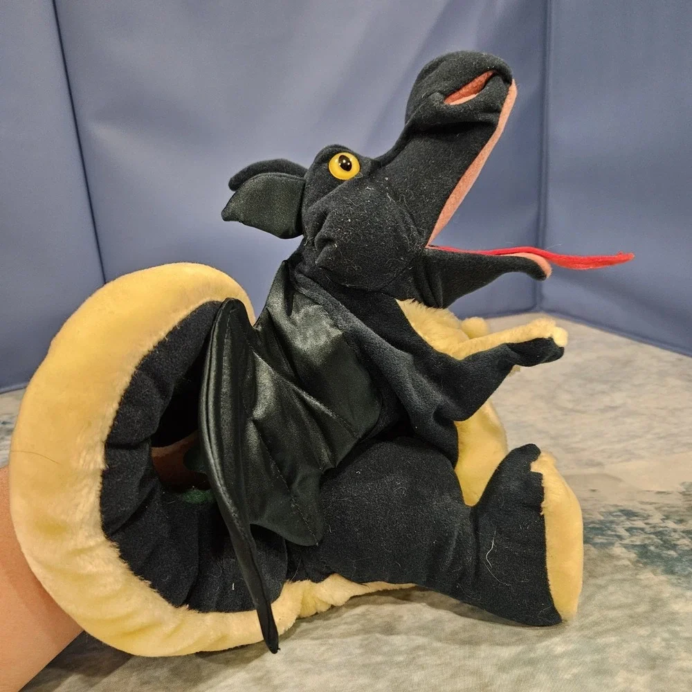 Folkmanis Dragon Hand Puppet Dark Green Black Plush‎ Fantasy Puppet Toy